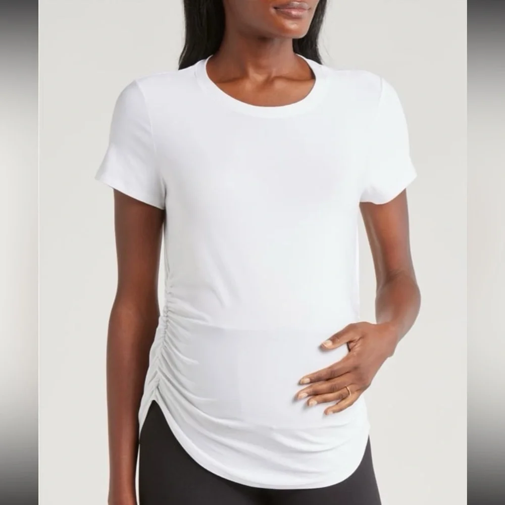Beyond Yoga NEW One & Only Fetherweight maternity t shirt white - Picture 1 of 11